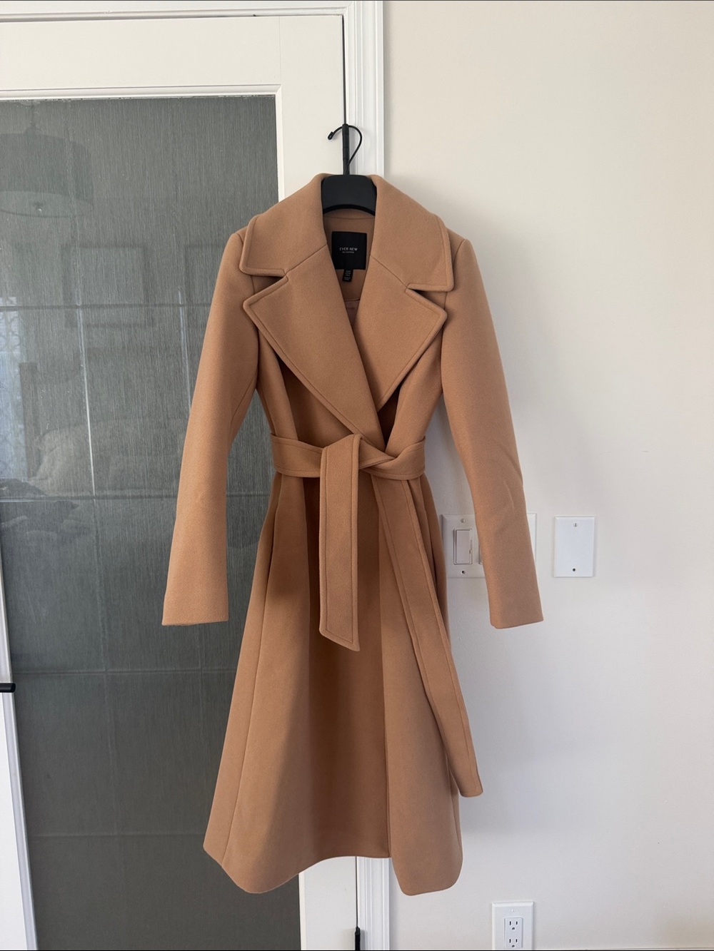 Ever new formal wrap coat camel color with tie belt